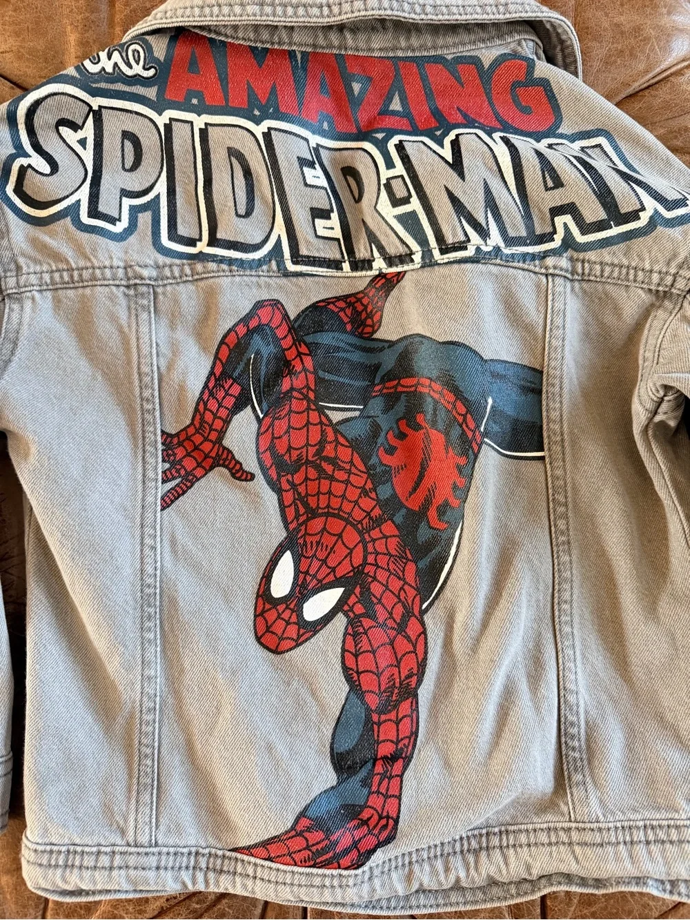 Marvel Amazing Spider-Man Kids Denim Jacket Size 6 Light Jean Jacket Superhero